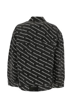 Charcoal-grey/white cotton all-over logo-print jacket Alexander Wang | 4DC1212888060